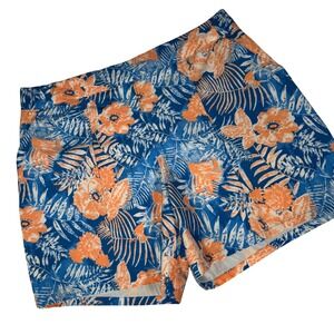 Columbia PFG Floral Print Tamiami Pull-On Shorts Blue Orange Swim Womens Size L